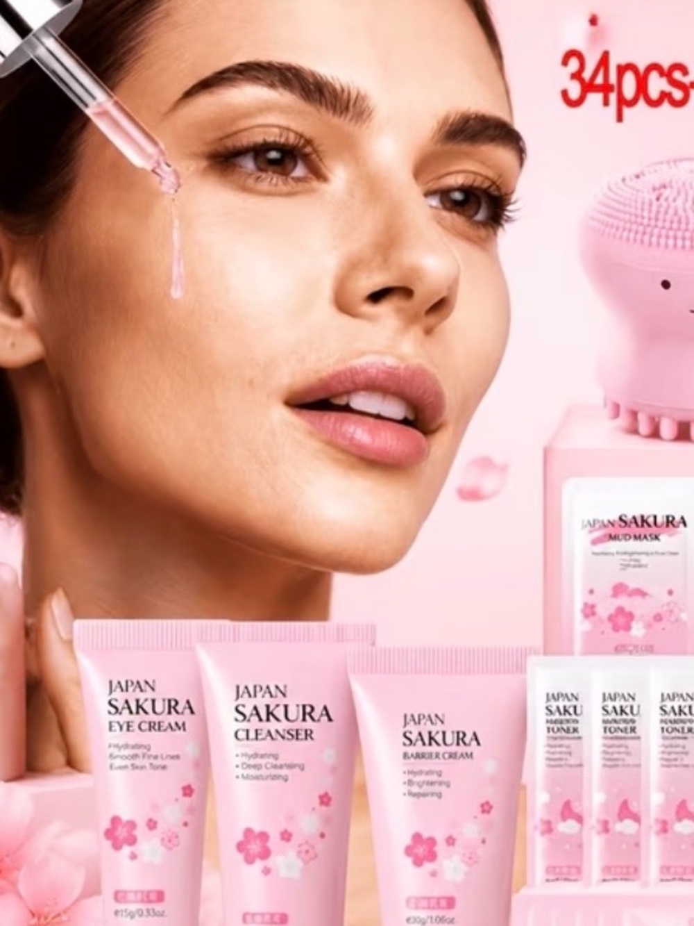 Sakura Pink Skincare Accessory Set - Japan Sakura